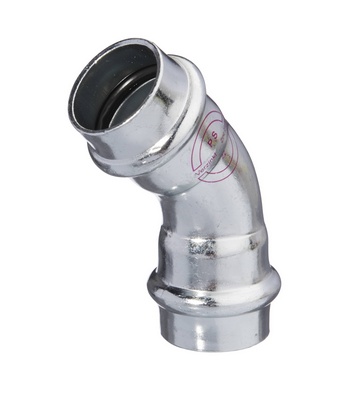 COUDE A SERTIR V-PRESS ELECTROZINGUE FF 45° 42mm