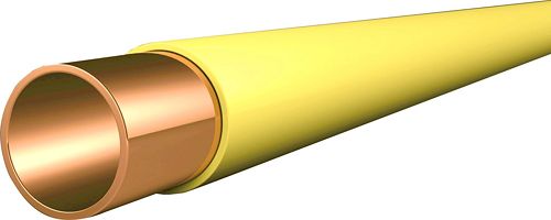 TUBE CUIVRE RIGIDE ENROBE JAUNE 15mm X 1mm LONGUEUR DE 5M