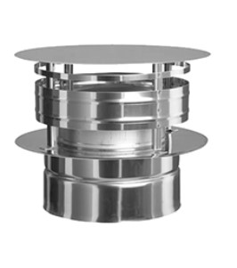 [X024B130] CHAPEAU ANTI-PLUIE INOX DOUBLE PAROI 130mm