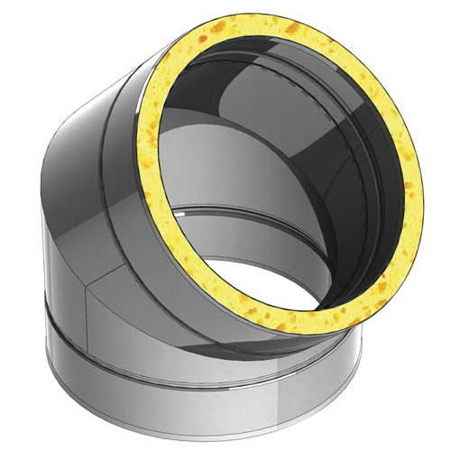 [X015080] COUDE INOX DOUBLE PAROI 45° 80mm