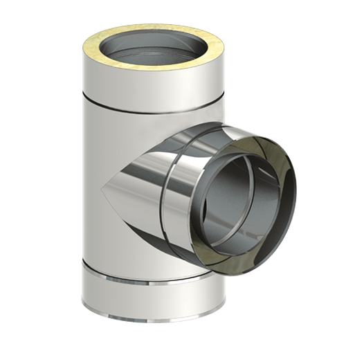 [X009100] TE INOX DOUBLE PAROI 90° 100mm